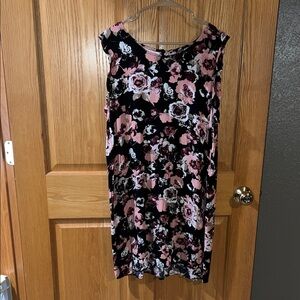 Maurices Black and Pink Floral Midi Dress